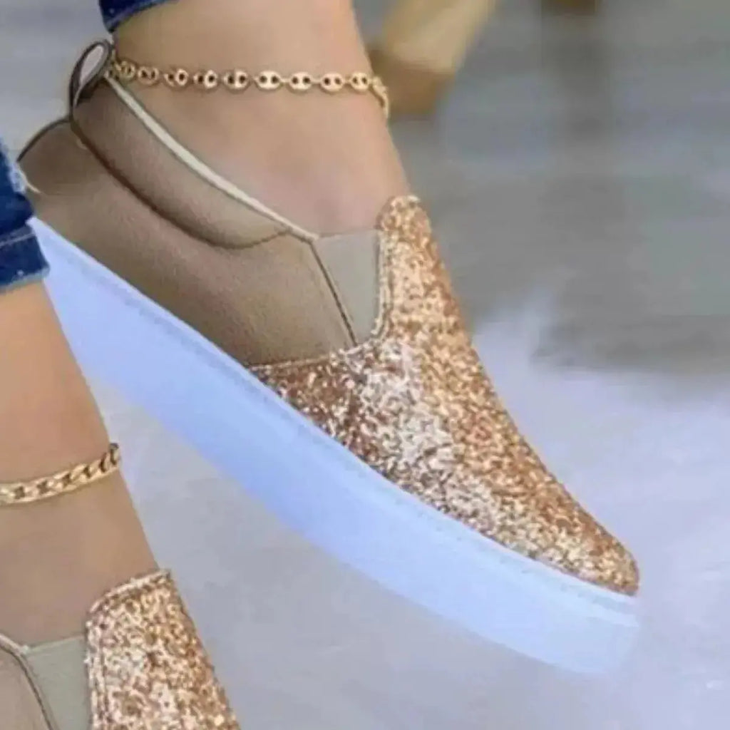 Sequin Round Toe Platform Slip-Ons - DaisyDrop 