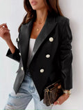 Double-Breasted Long Sleeve Blazer - DaisyDrop 