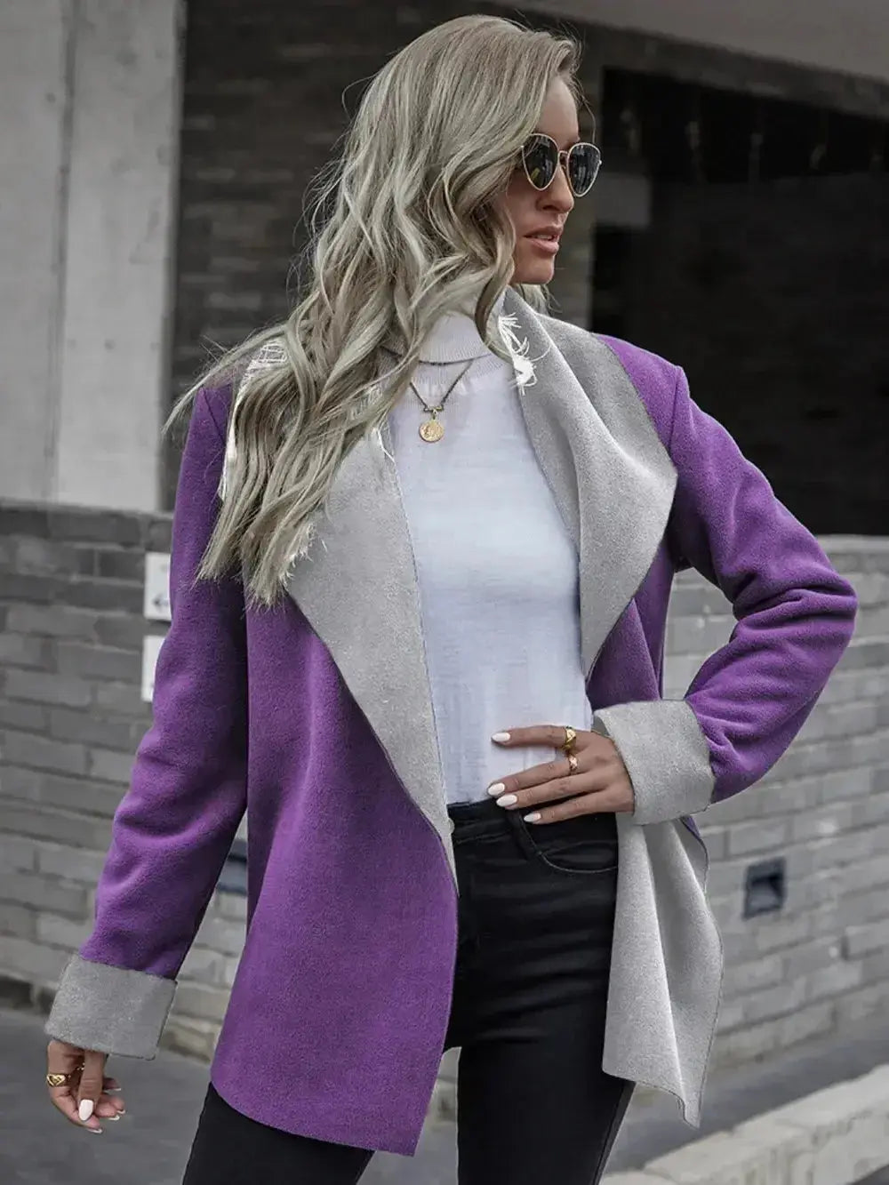 Open Front Long Sleeve Jacket - DaisyDrop 