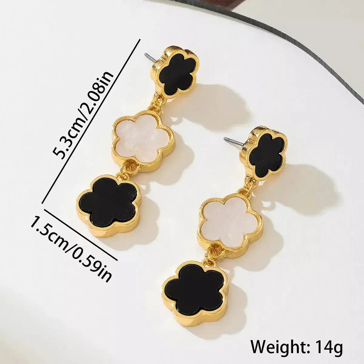 18K Gold-Plated Clover Drop Earrings - DaisyDrop 