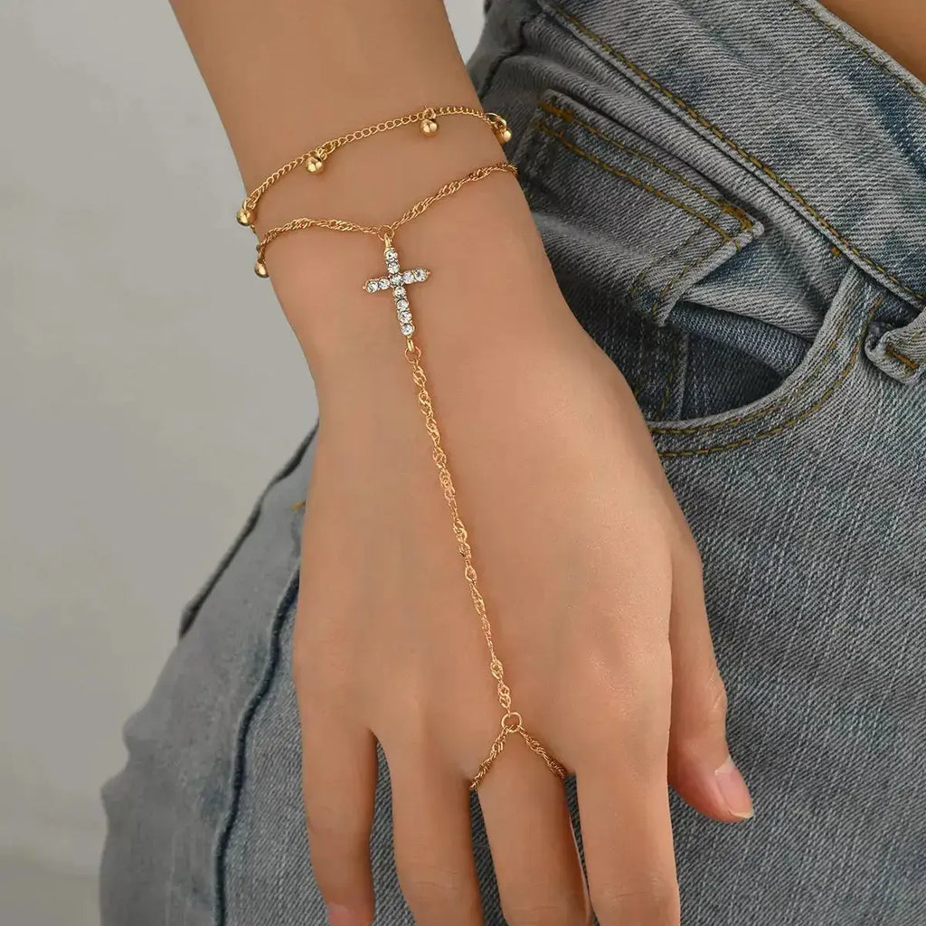 18K Gold-Plated Chain Cross Bracelet - DaisyDrop 