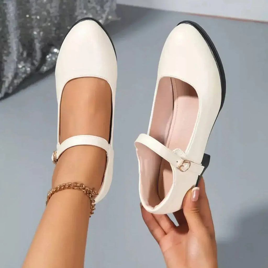 Buckle Block Heels Pumps - DaisyDrop 