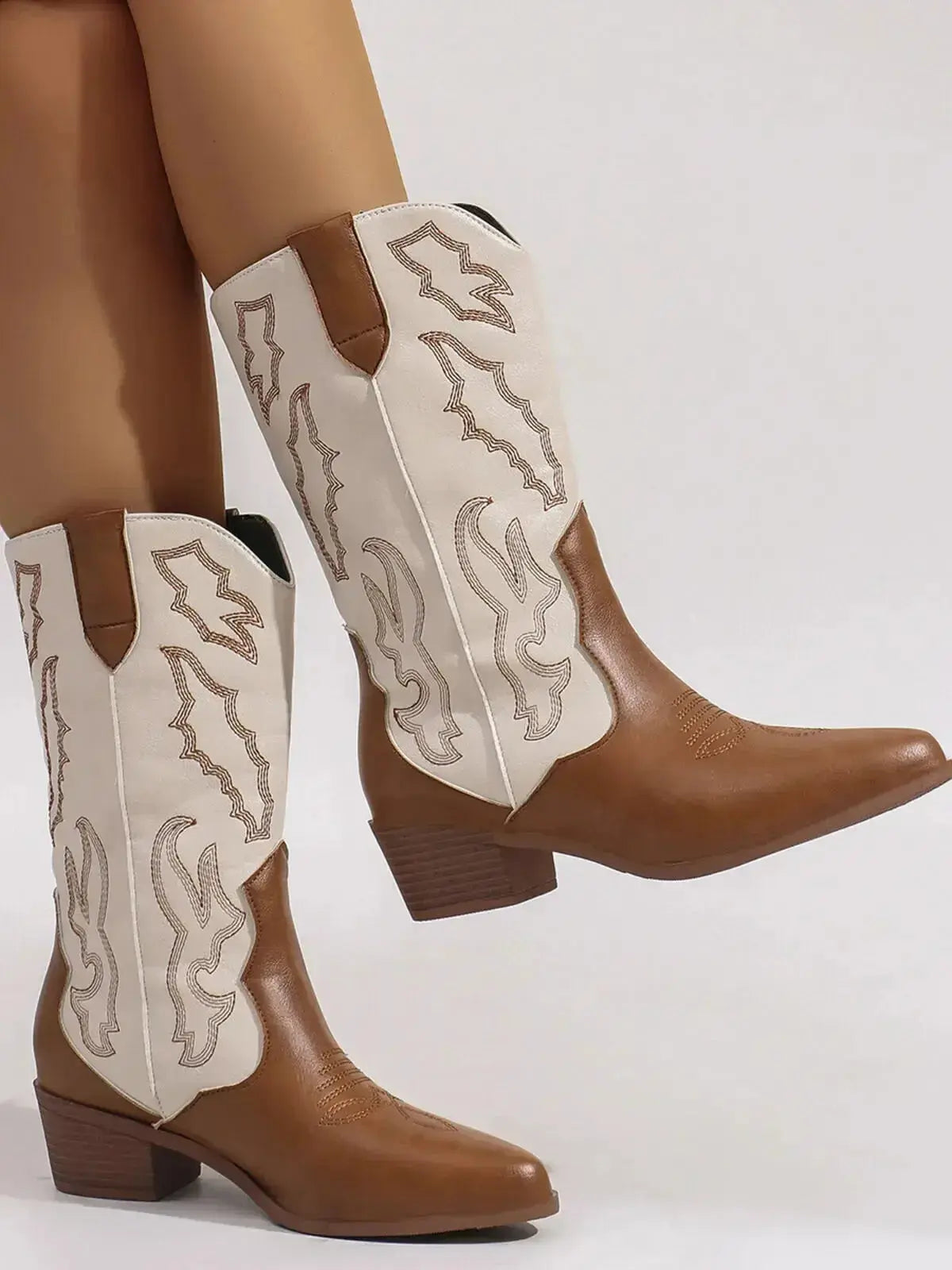 Point Toe Block Heels Boots - DaisyDrop 