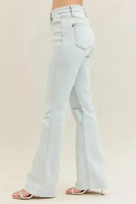 Judy Blue Full Size Destroy & Fray Hem Bootcut Jeans Plus Size - DaisyDrop 