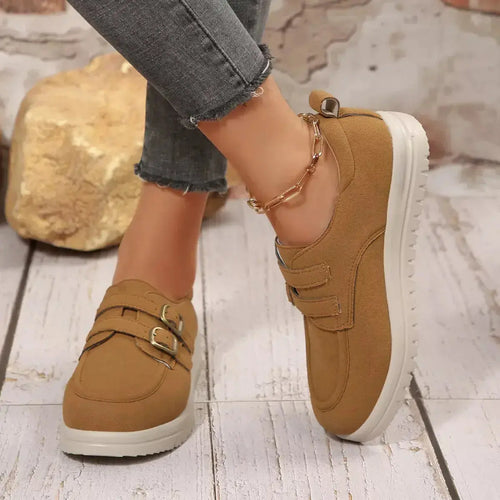 Buckle Accent Casual Loafers - DaisyDrop 