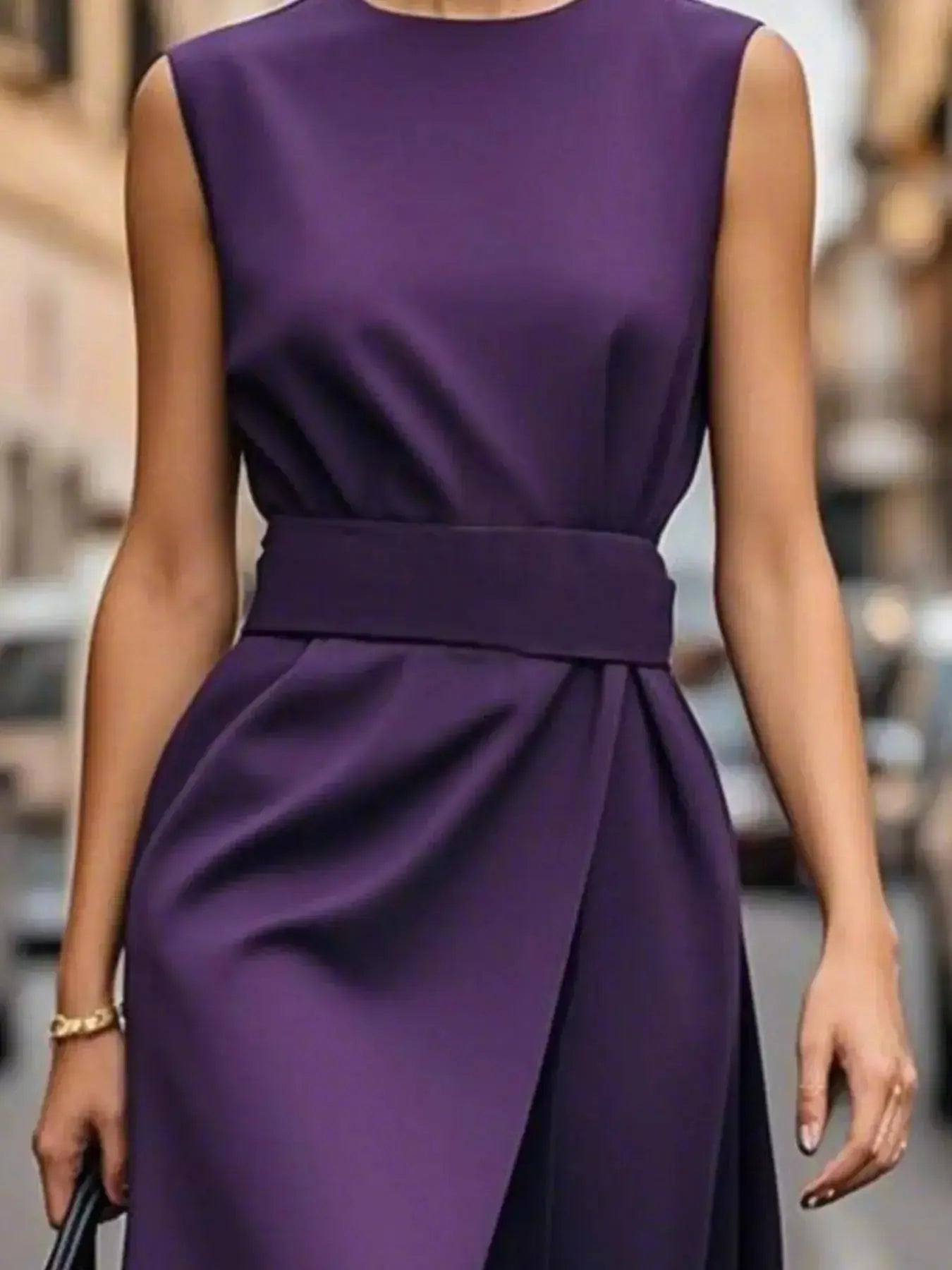Round Neck Sleeveless Midi Dress - DaisyDrop 