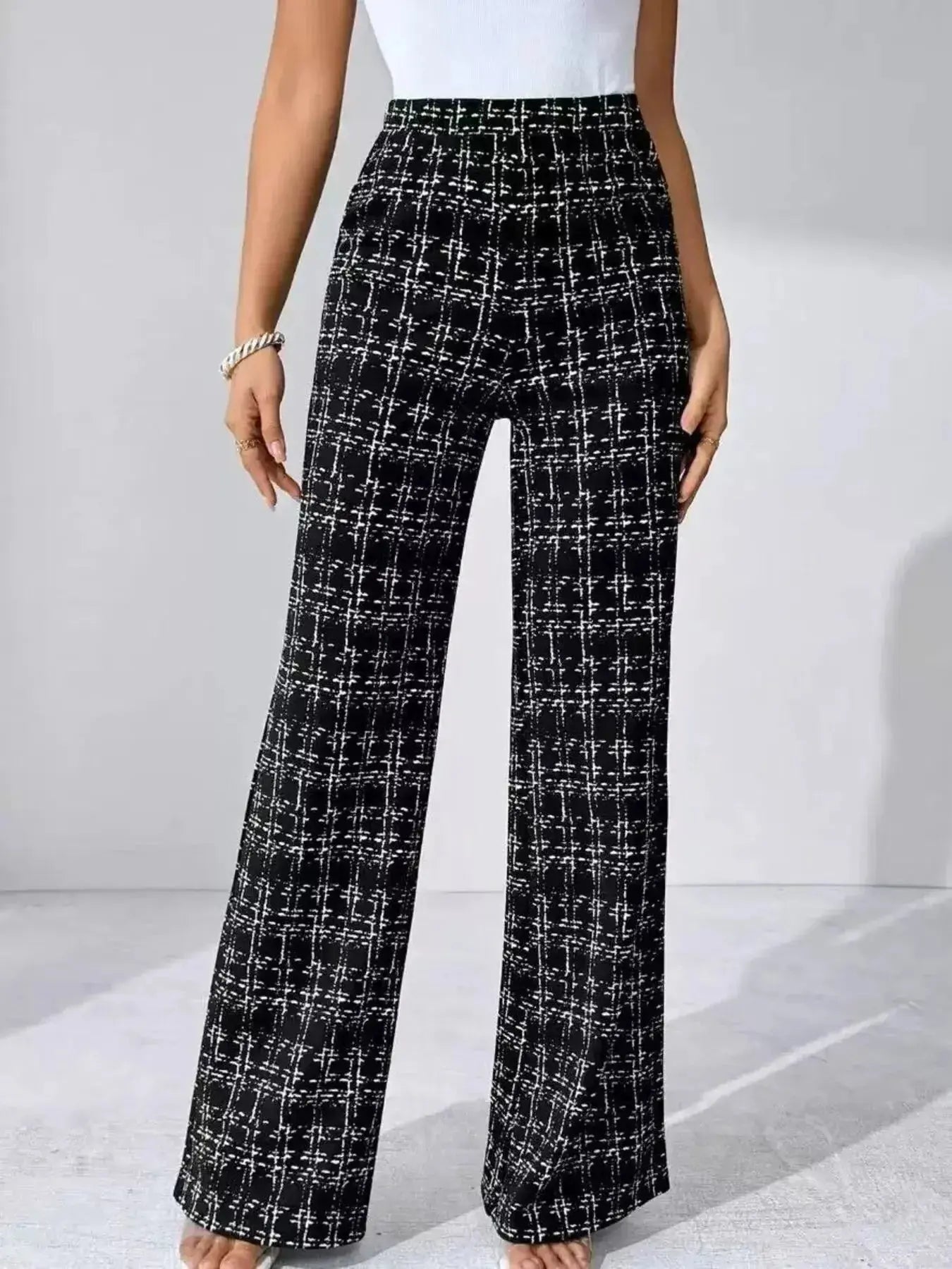 Plaid Wide Leg Pants - DaisyDrop 