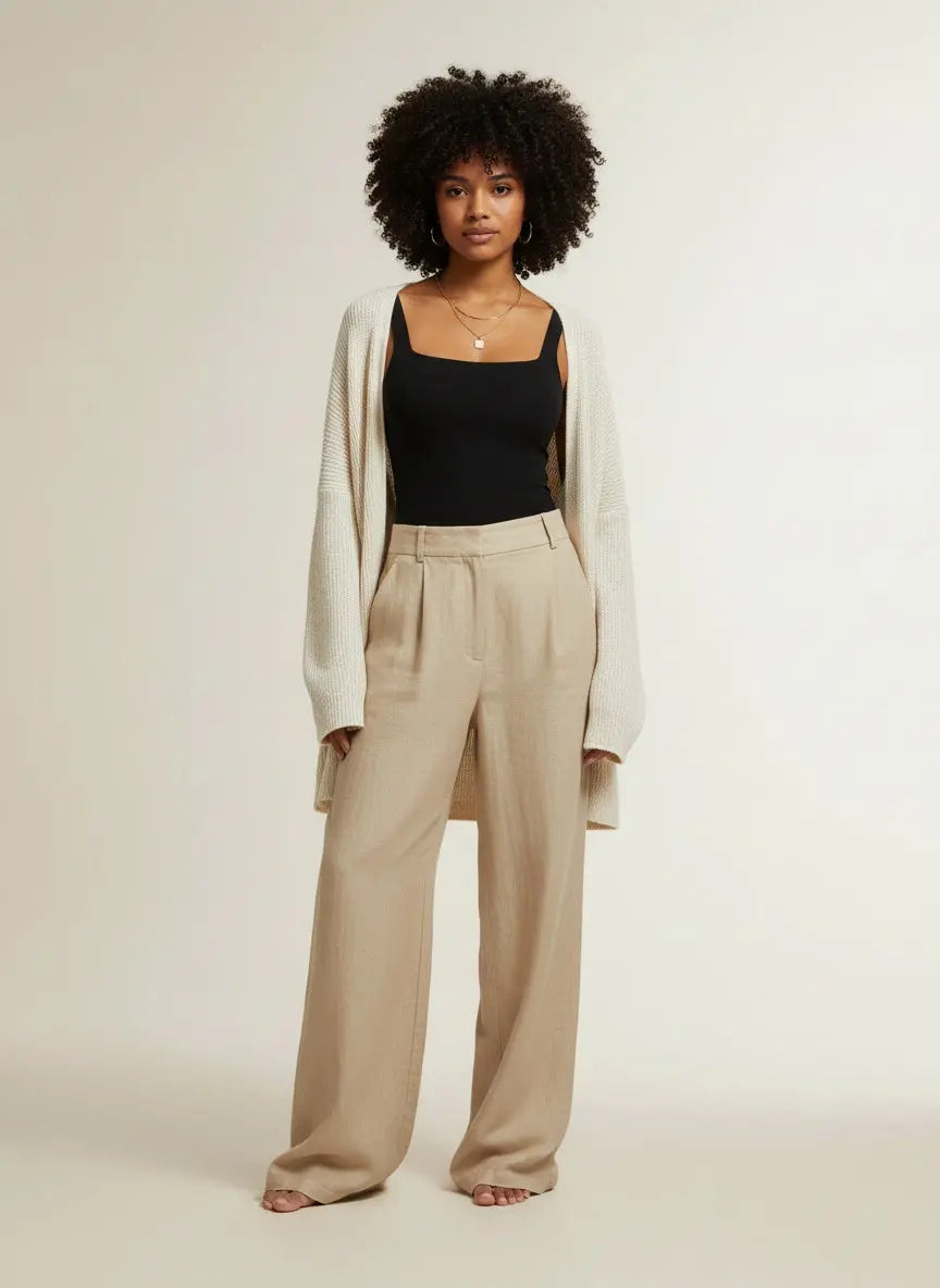 Full body view of the model wearing Solid Color Square Neck Tank